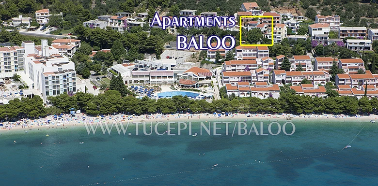aerial position of Apartments Baloo in Tučepi