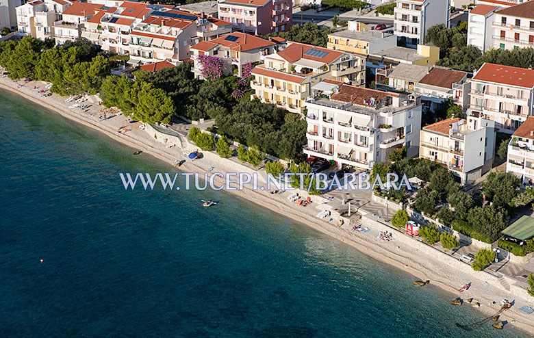 Beach Kamena, Tučepi - summer time, aerial view