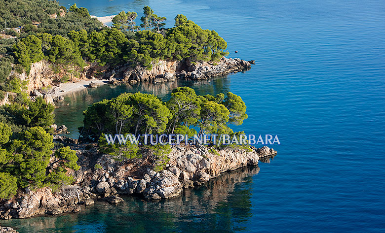 Beach Kamena, Tučepi - summer time, aerial view