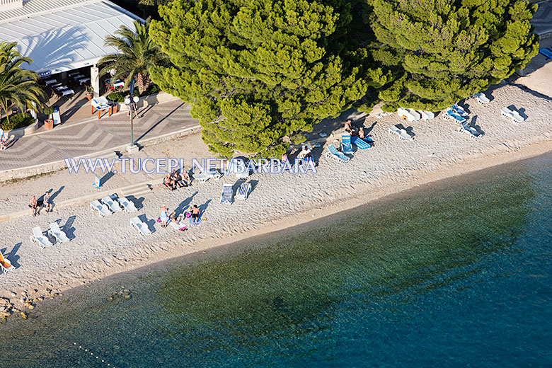 Beach Slatina, Tučepi - summer time, aerial view