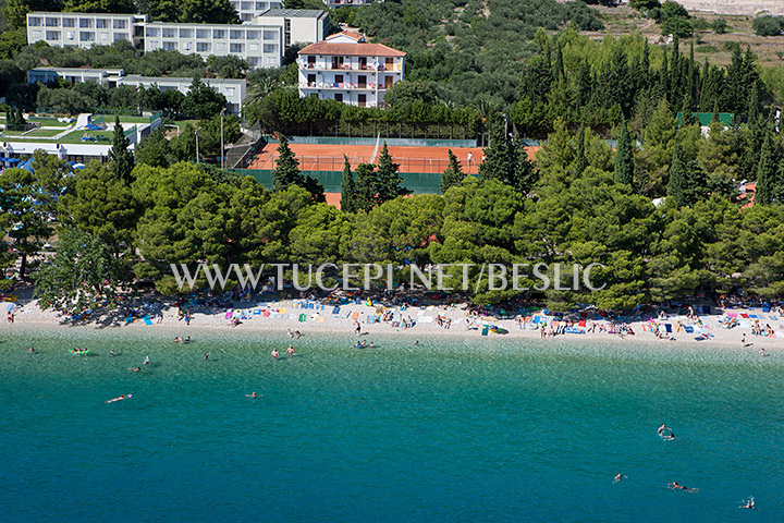 Aerial view of beach in Tučepi