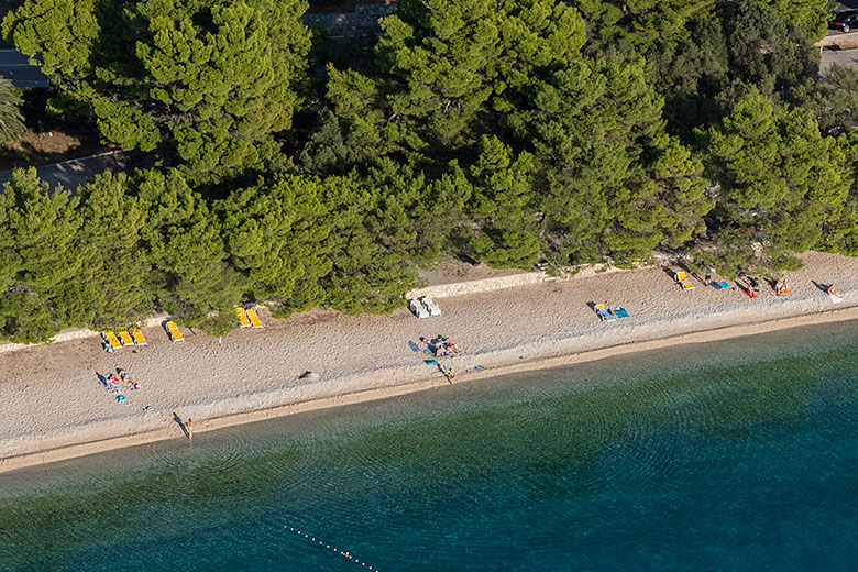 beach in Tučepi, aerial view