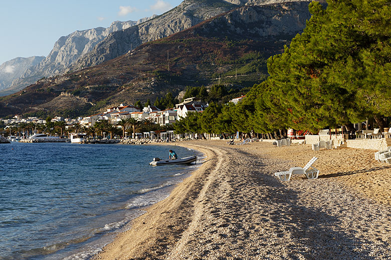 beach in Tučepi, aerial view