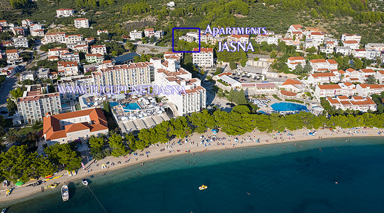 house, apartments Jasna, Tučepi - aerial position