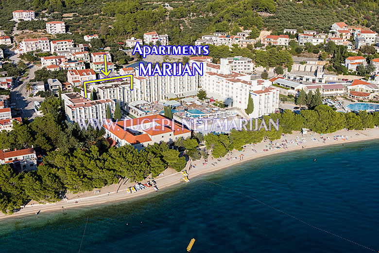 Apartments Marijan, Tučepi - aerial position of house