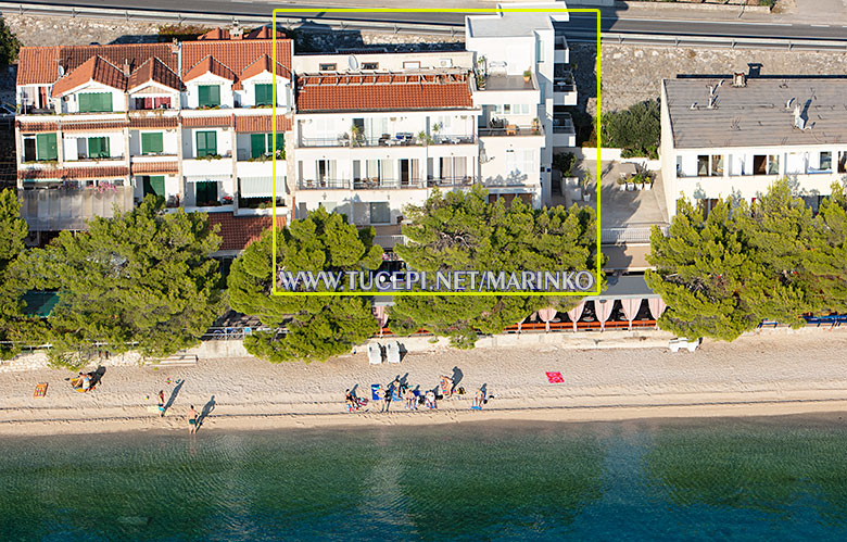 aerial view of house, beach - apartments Marinko, Tučepi