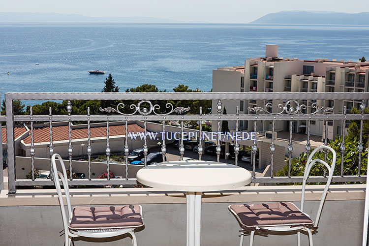 apartments Nede, Tučepi, sea view from bedroom's balcony