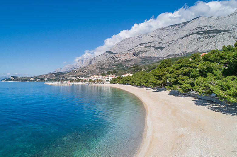 Aerial view of beach in Tučepi