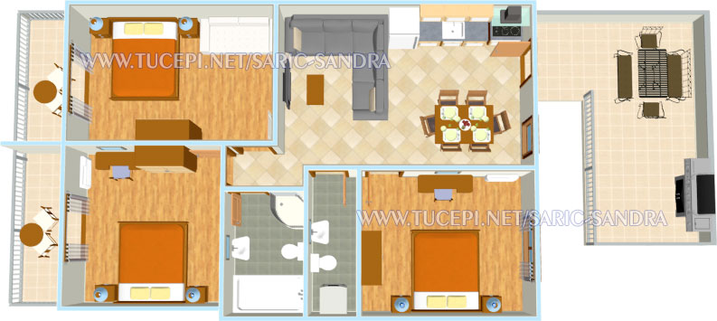 Apartments Sandra Šarić, Tučepi - plan