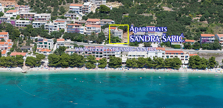 Apartments Sandra Šarić, Tučepi - aerial position of house