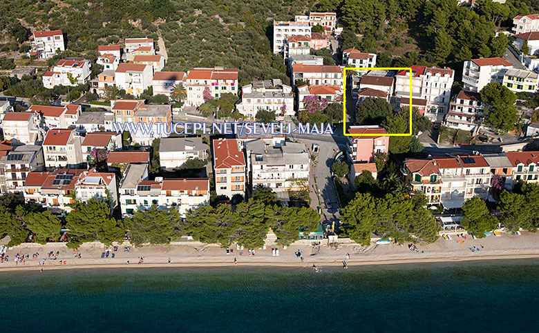 house no. 2 - aerial view, Maja Ševelj apartments, Tučepi