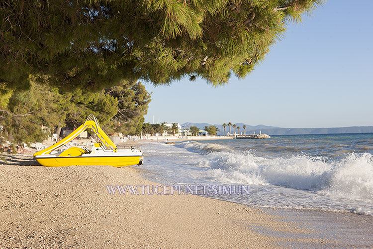 Tučepi beach at big sea waves day